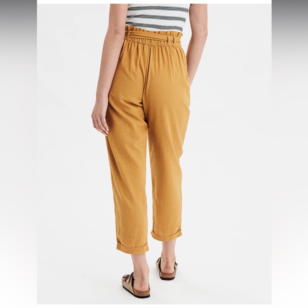 AE Mustard Yellow High-Waisted Tie Front Slim Pant - Picture 2 of 6